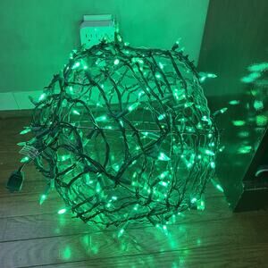 GE 100 Lights Spherical Holiday Classics Green Lights Christmas 14" Diameter